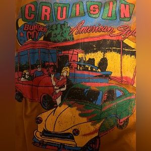 ORANGE GRAPHIC TEE BINTAGE SIZE S OVERSIZED